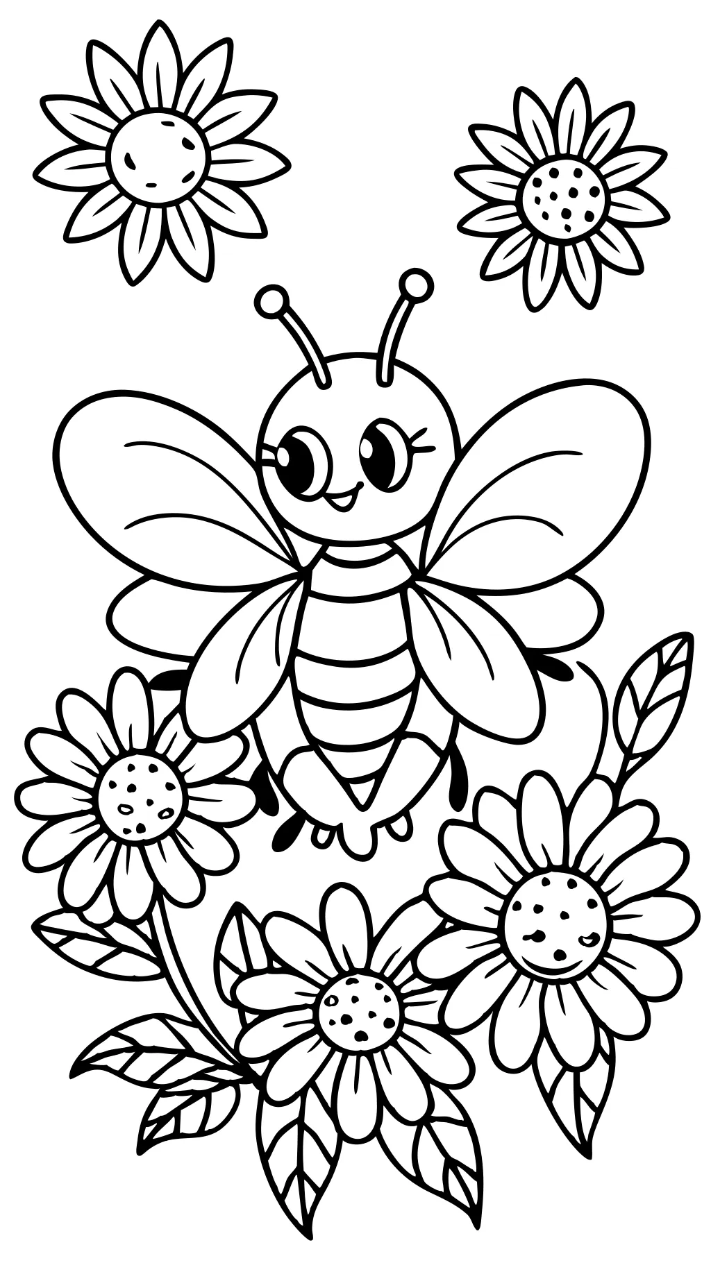 Página para colorear de la abeja con miel